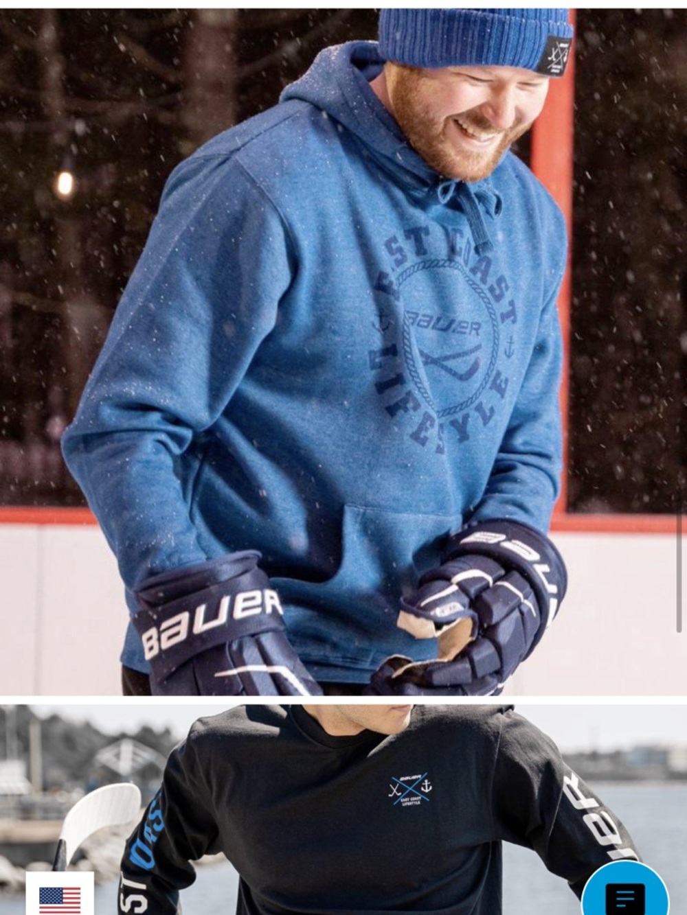🏒🥅Bauer Hockey Men's Heather Blue Hooded Sweatshirt size medium - Picture 8 of 8